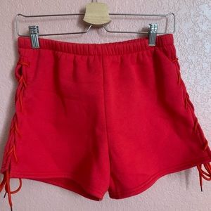 dolls kill red lace up shorts